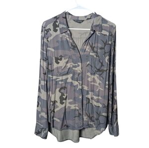Rock & Republic Button Up Camo Camouflage Long Sleeve Shirt Women's M EUC